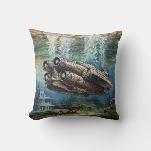 spaceship throw pillow (Front)