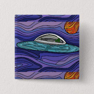 Spaceship UFO Alien UAP paranormal 2 Inch Square Button