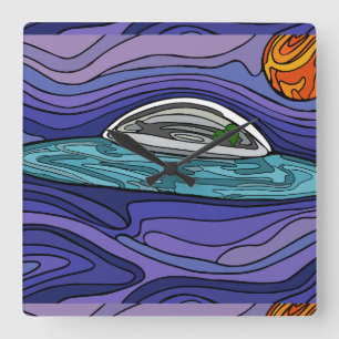 Spaceship UFO Alien UAP paranormal Square Wall Clock