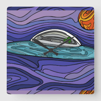 Spaceship UFO Alien UAP paranormal Square Wall Clock
