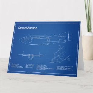 SpaceShipOne - Airplane Blueprint Drawing Plans AD Thank You Card