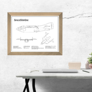 SpaceShipOne - Airplane Blueprint Drawing Plans BD Photo Print