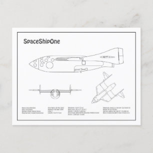 SpaceShipOne - Airplane Blueprint Drawing Plans BD Postcard