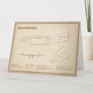 SpaceShipOne - Airplane Blueprint Drawing Plans SD Thank You Card