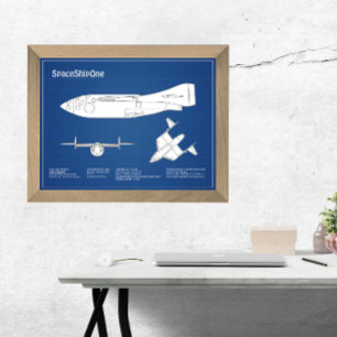 SpaceShipOne - Airplane Blueprint Plans ABD Photo Print