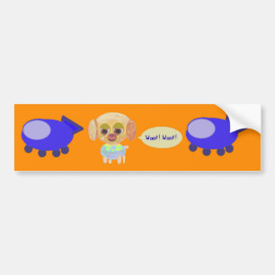 Spaceships Cute Doggy Bumper Sticker