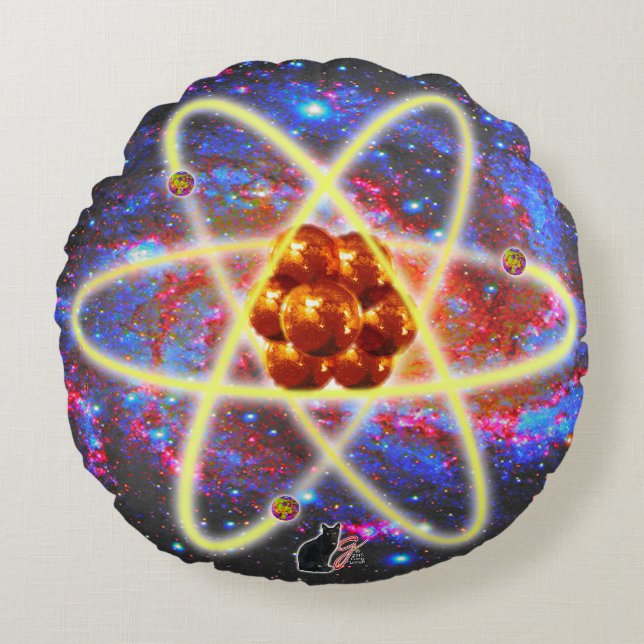 Spacey Atomic Round Pillow (Front)