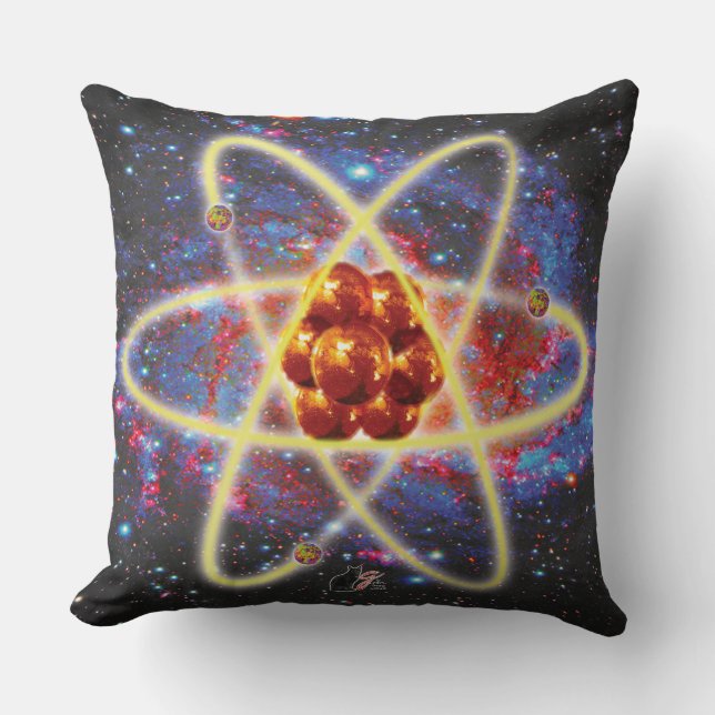 Spacey Atomic Throw Pillow (Front)