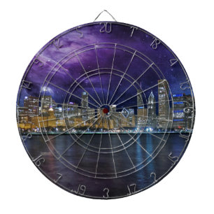 Spacey Chicago Skyline Dartboard