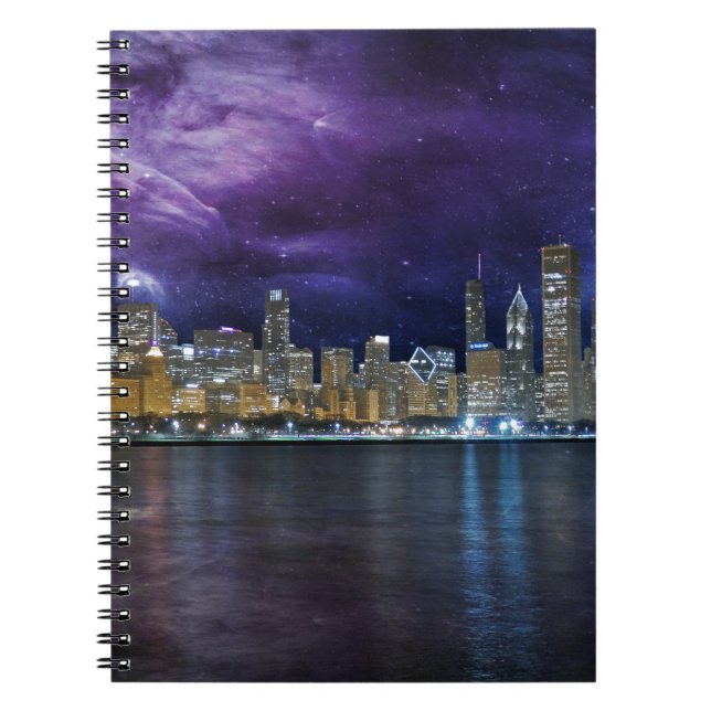 Spacey Chicago Skyline Notebook (Front)