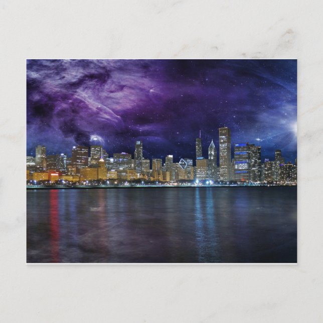 Spacey Chicago Skyline Postcard (Front)