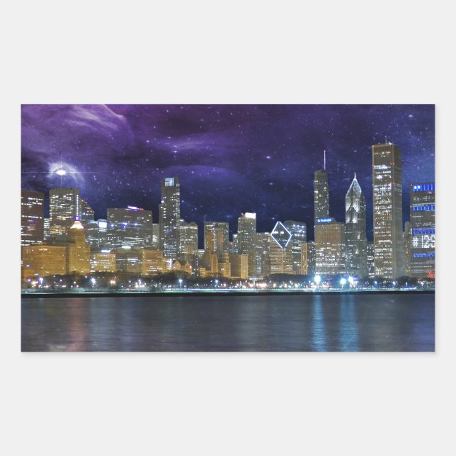 Spacey Chicago Skyline Sticker (Front)