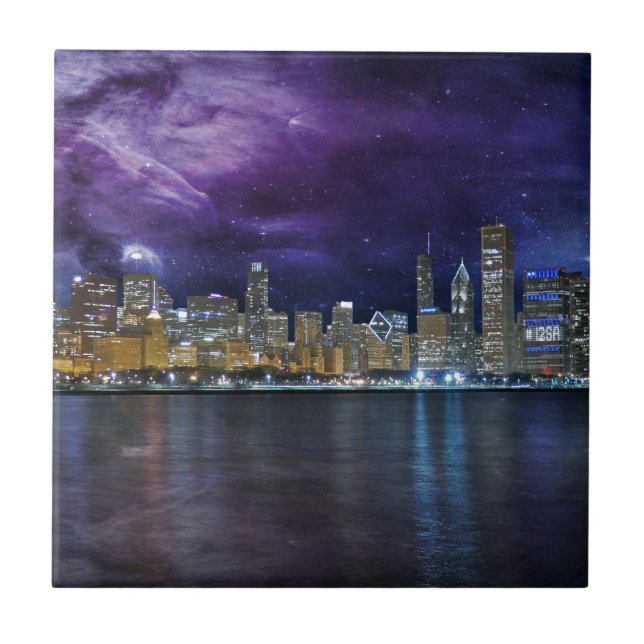 Spacey Chicago Skyline Tile (Front)