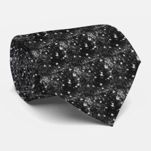 Spacey Gray Splatter On Black Repeat Pattern Tie