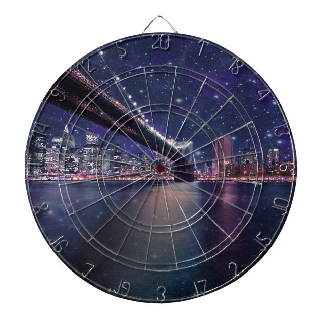 Spacey Manhattan Skyline Dartboard (Front)
