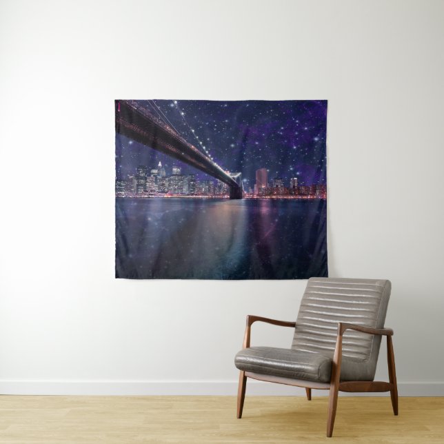 Spacey Manhattan Skyline Tapestry (In Situ (Horizontal))