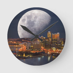Spacey Pittsburgh Round Clock