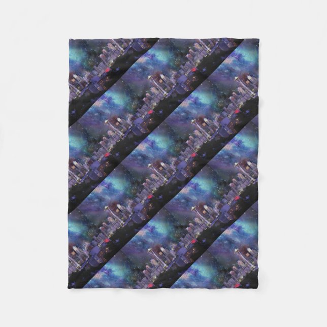 Spacey Seattle Fleece Blanket (Front)