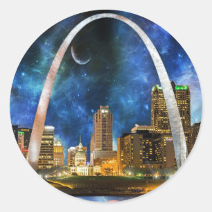 Spacey St. Louis Skyline Classic Round Sticker