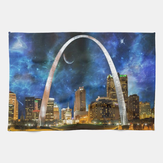 Spacey St. Louis Skyline Kitchen Towel (Horizontal)