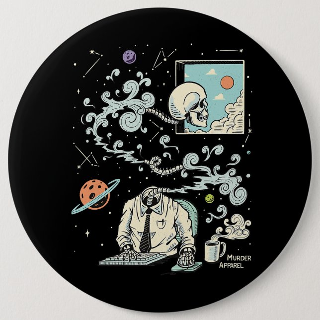 Spacing Out ADHD Skeleton 61 6 Inch Round Button (Front)