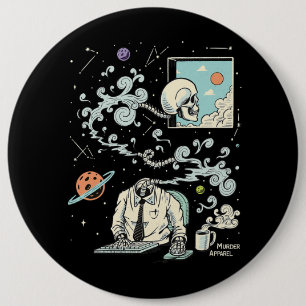 Spacing Out ADHD Skeleton 61 6 Inch Round Button