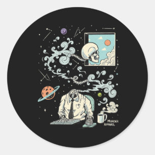 Spacing Out ADHD Skeleton 61 Classic Round Sticker