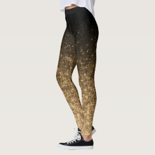 Spacious gold black sparkly gradient glitter leggings