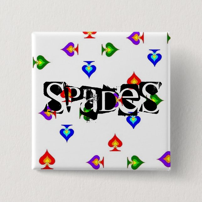 Spade 2 Inch Square Button (Front)