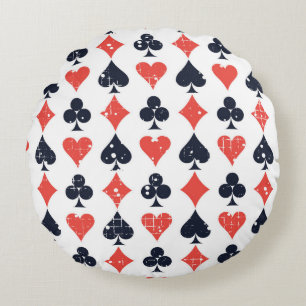 Spade, diamond, heart,club pattern round pillow
