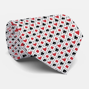 Spade, diamond, heart  & club playing card pattern tie