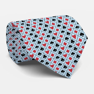 Spade, diamond, heart &club playing card pattern tie