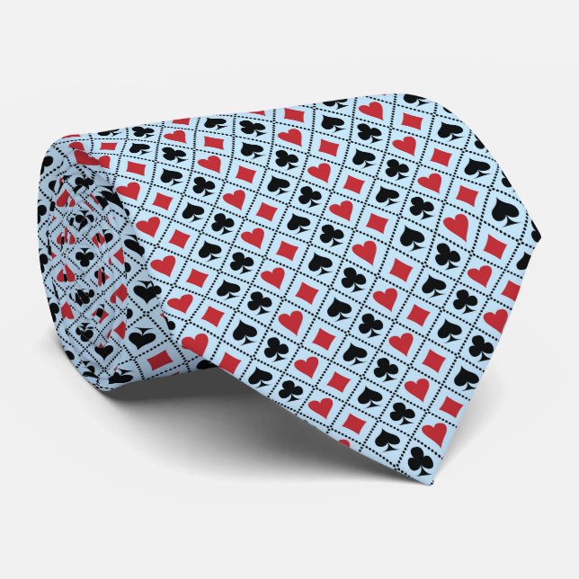 Spade, diamond, heart &club playing card pattern tie (Rolled)