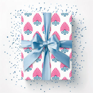 Spade Palmette in Pink and Aqua Wrapping Paper