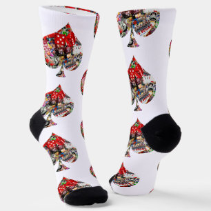 Spade Playing Card Shape Las Vegas Socks