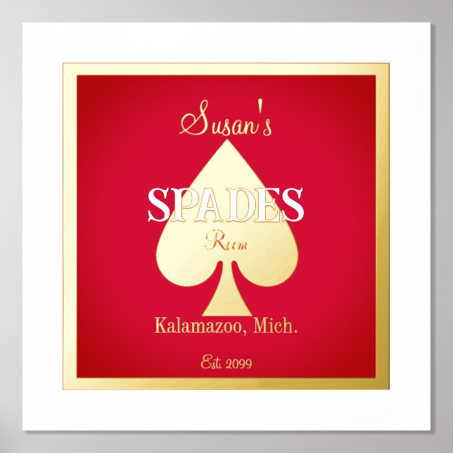 Spades Card Game Room Foil Accent Foil Prints (Front)