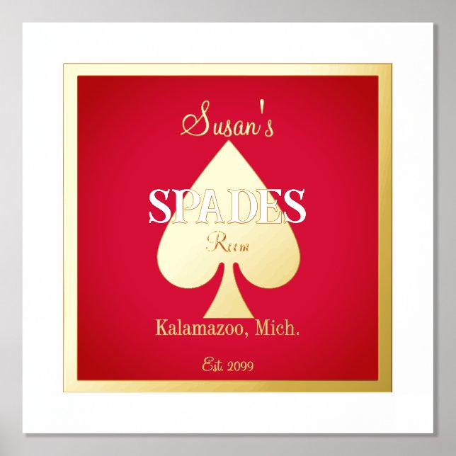 Spades Card Game Room Foil Accent Prints (Front)