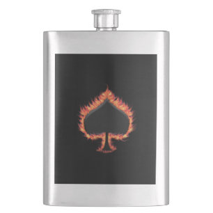 Spades Flames Hip Flask