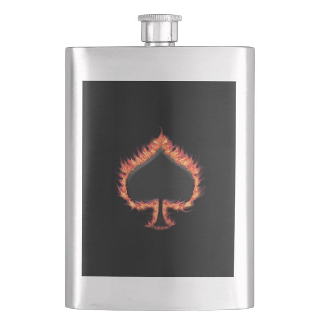 Spades Flames Hip Flask (Front)