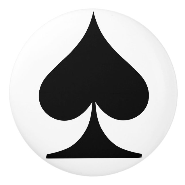 Spades Playing Card Shape Ceramic Knob (Front)