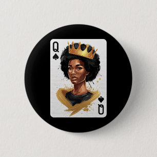 Spades Queen Poker Card Afro American Black Histor 2 Inch Round Button