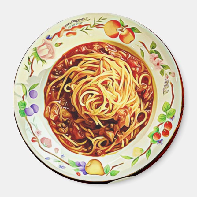 Spaghetti and Meatballs Food Refrigerator Magnet (Front)