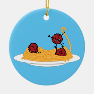 Spaghetti and meatballs pasta noodles Italian food Ceramic Ornament