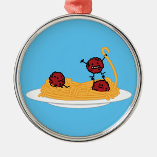 Spaghetti and meatballs pasta noodles Italian food Metal Ornament