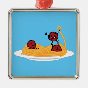Spaghetti and meatballs pasta noodles Italian food Metal Ornament