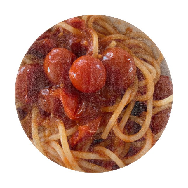 Spaghetti and Tomato Glass Cutting Board (Front)