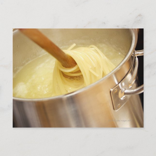 Spaghetti Being Stired in Pot Postcard (Front)