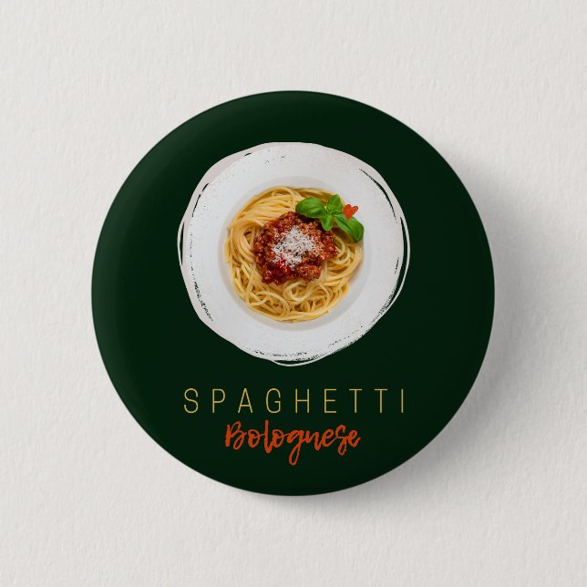 Spaghetti bolognese pasta noodle gourmet chef 2 inch round button (Front)