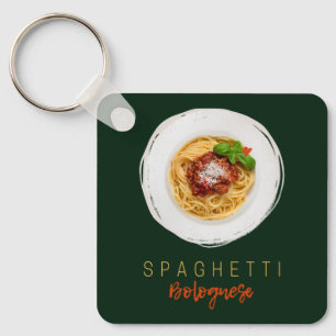 Spaghetti bolognese pasta noodle gourmet chef keychain
