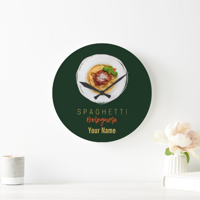 Spaghetti bolognese pasta noodle gourmet chef large clock (Home)
